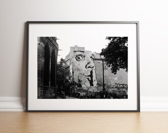 Paris Street Art Graffiti Zwart-Wit Foto Print