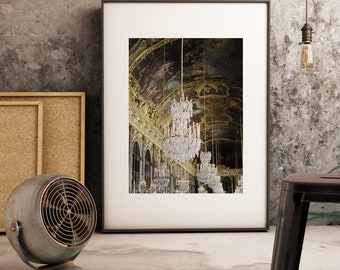 Hall of Mirrors Versailles France Chandelier Photograph Print