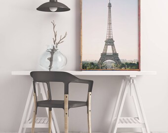 Parisian Eiffel Tower with Skyline in Color Print