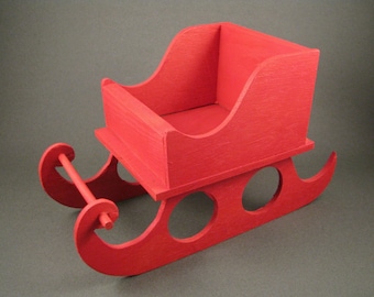 Red Painted Wood Sleigh, Christmas Sleigh Centerpiece