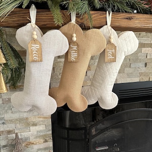 Dog Bone Christmas Stocking / No bow - Personalized Pet Stocking