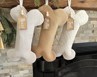 Dog Bone Christmas Stocking / No bow - Personalized Pet Stocking