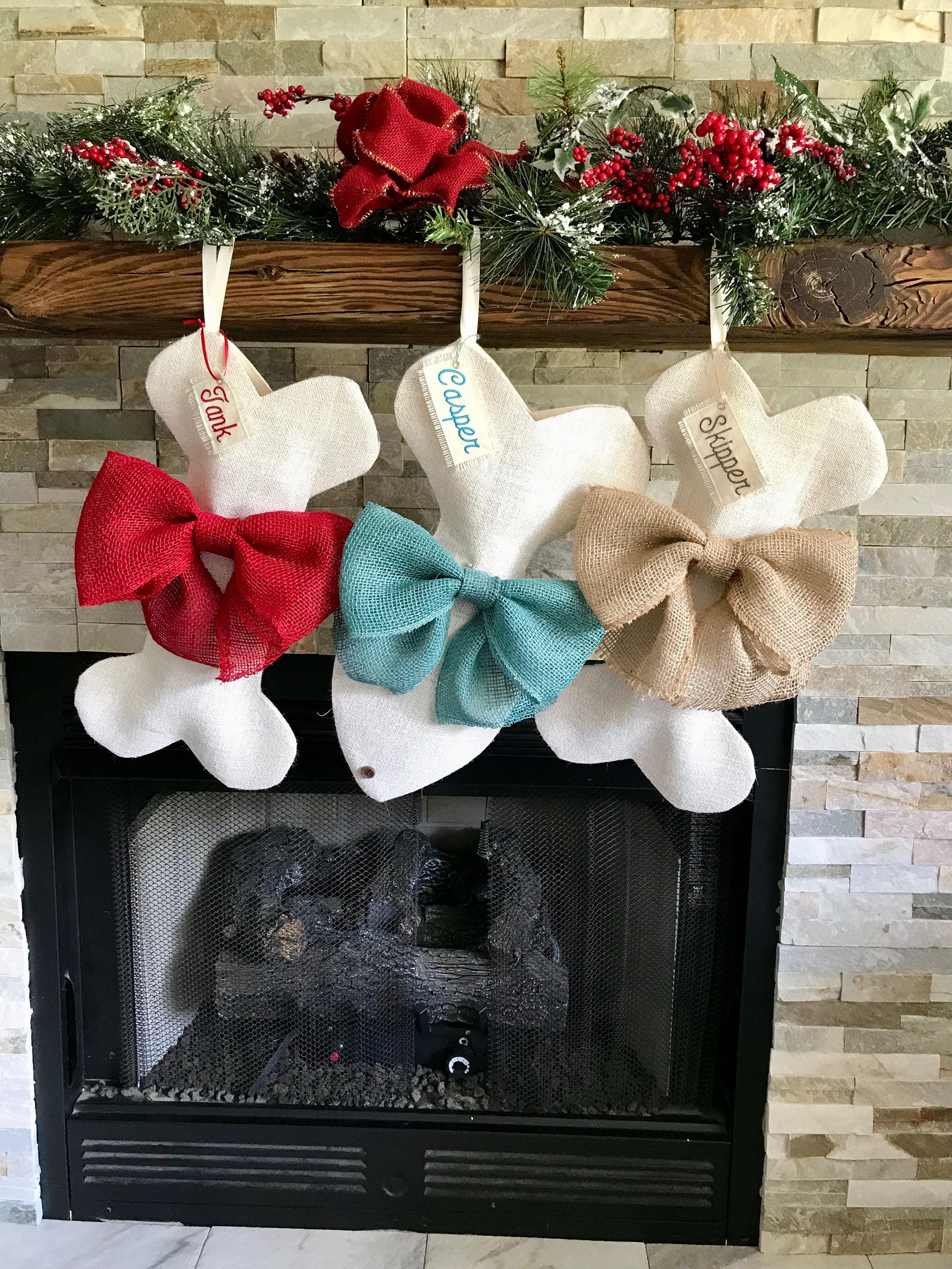Dog Bone Christmas Stocking - Personalized Pet Stocking