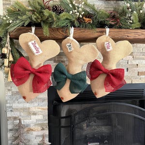 Personalized Burlap Cat Christmas Stocking: Fish Design