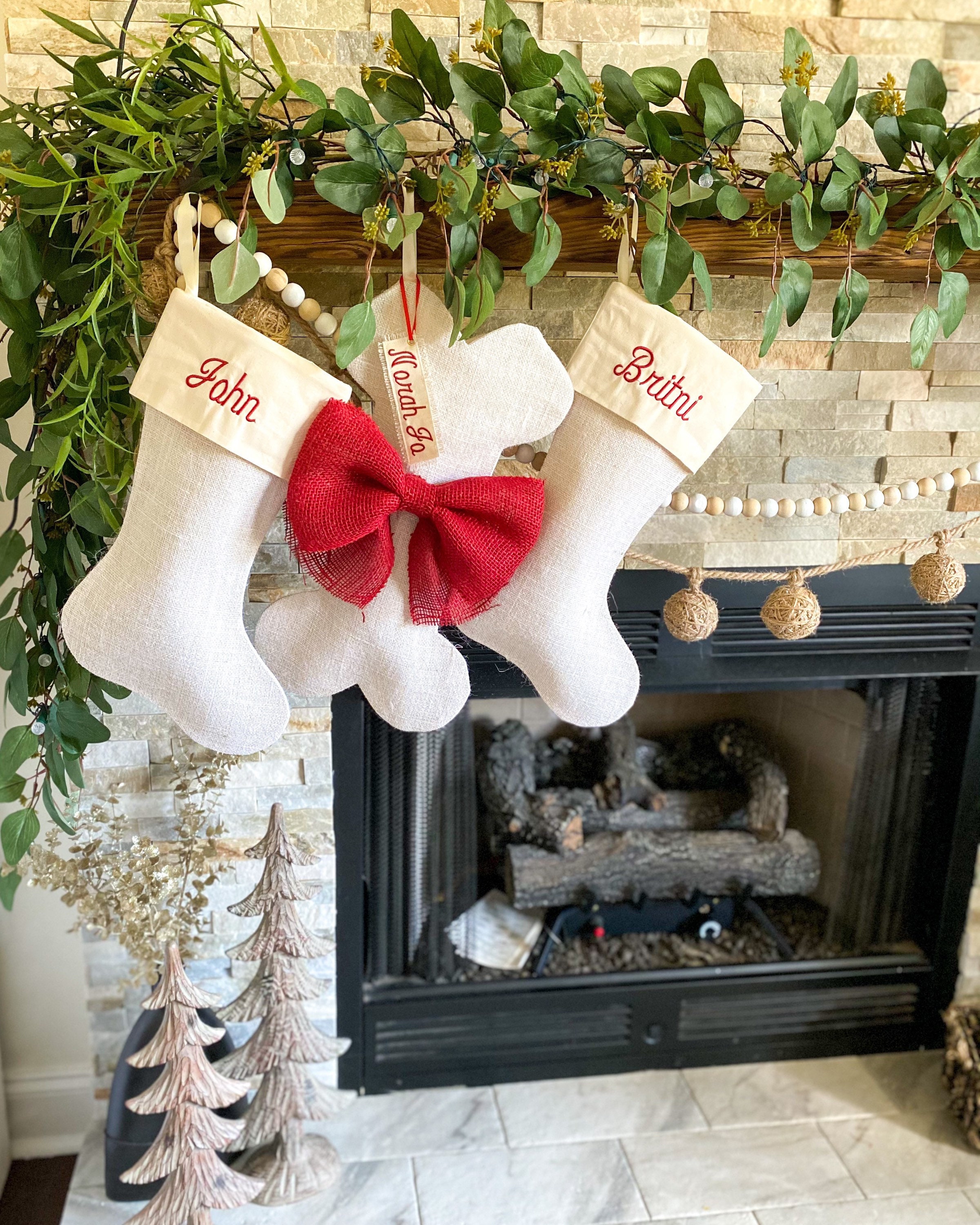 Dog Bone Christmas Stocking - Personalized Pet Stocking