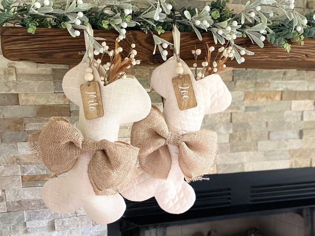 Dog Bone Christmas Stocking - Personalized Pet Stocking