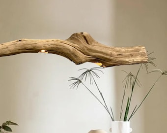 Ceiling driftwood Light with 5 Dimmable LED Spotlights Rustic Oak Branch Length 6,43 feet