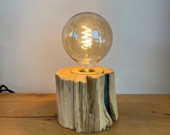 Table lamp wooden lamp with LED lamp and LED cord dimmer.