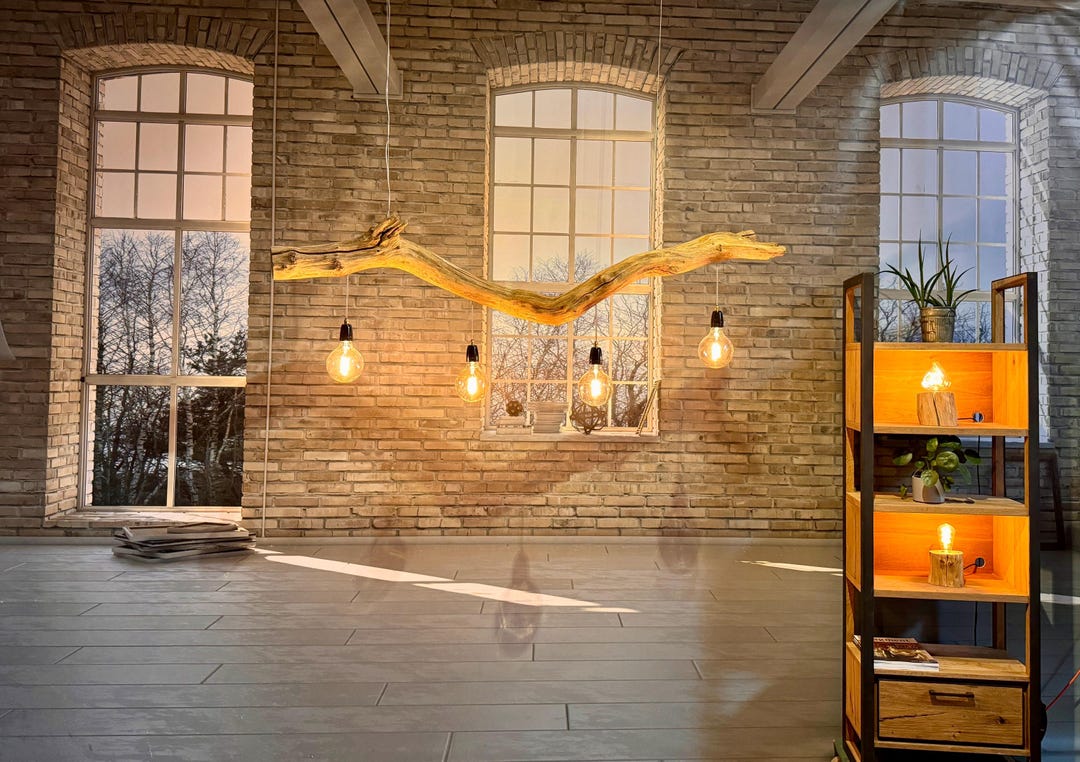 Ceiling Lamp Driftwood Rustic Oak Dining Table Lamp With 4 Led