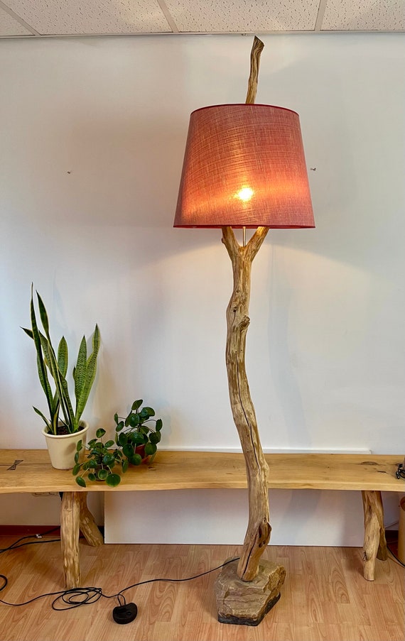 Floor Lamp Wooden Lamp Lighting From Old Weathered Oak Branch