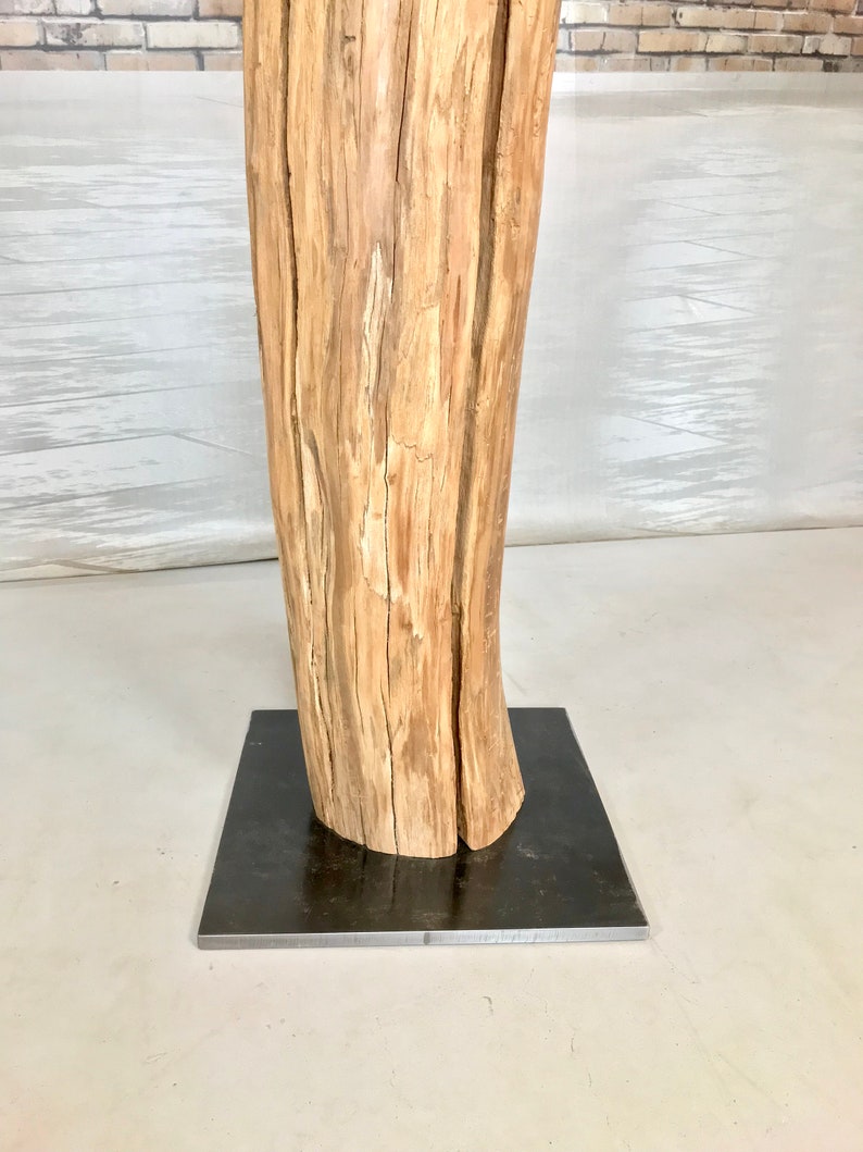 Floor lamp of weathered old tree stump.