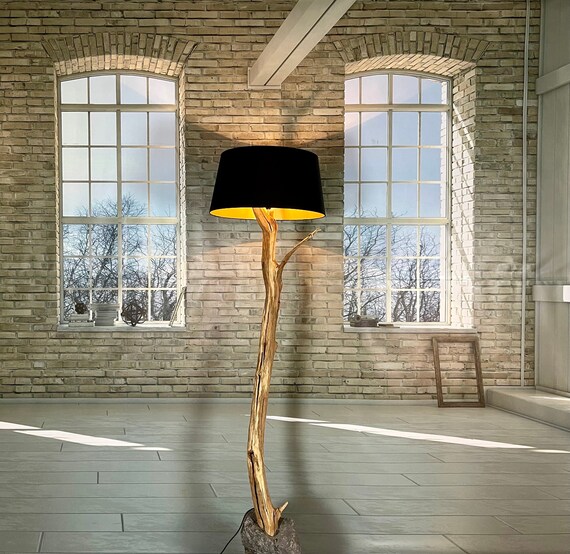 Floor Lamp Wooden Lighting Lamp of Decorative Old Oak Branch on