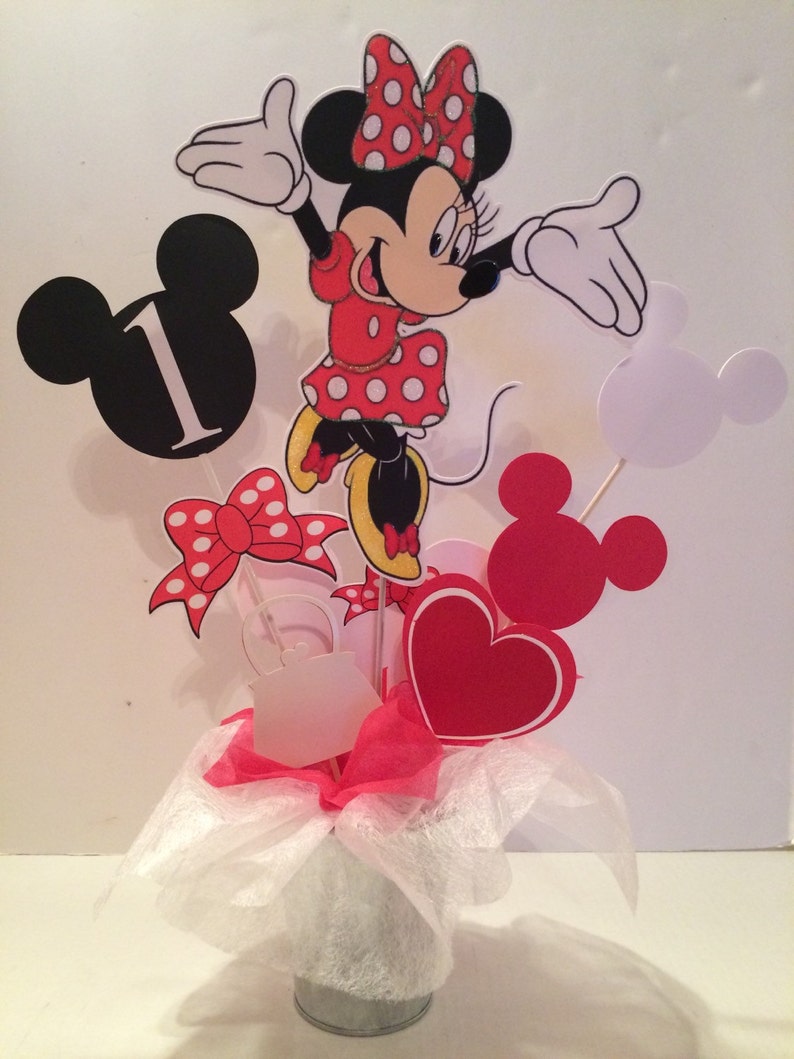 Minnie Mouse centerpiece with pail 16.00 Double sided Etsy
