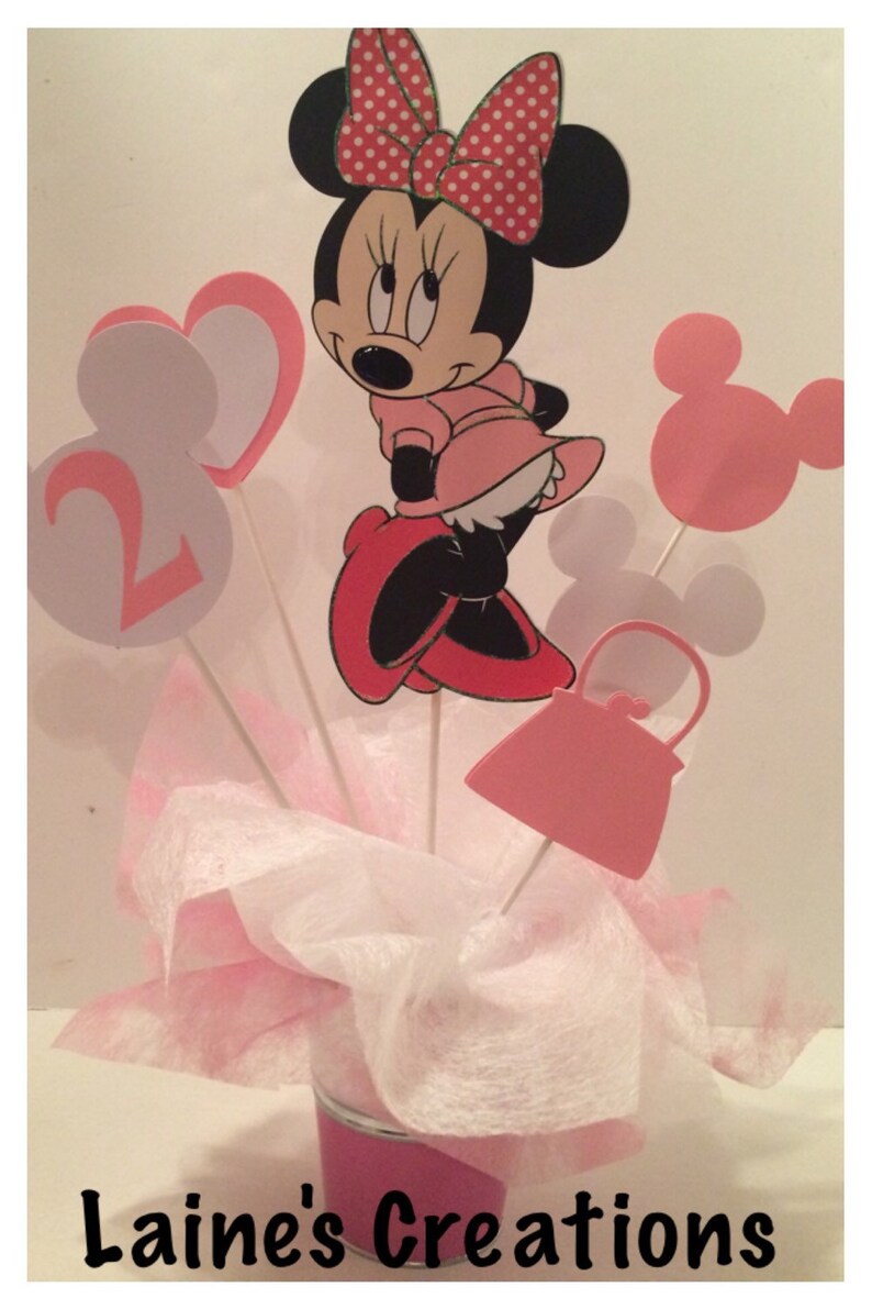 Minnie Mouse centerpiece with pail 16.00 Double sided Etsy