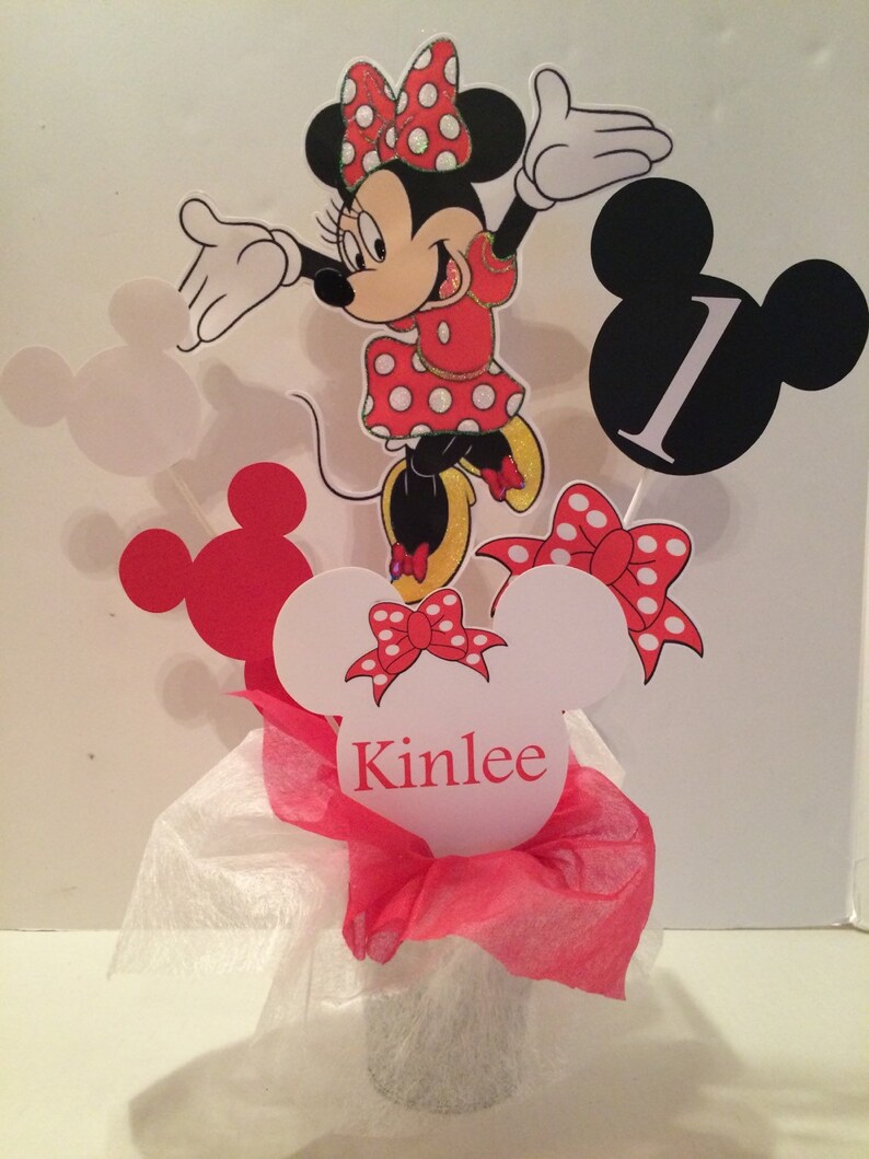 Minnie Mouse centerpiece with pail 16.00 Double sided Etsy