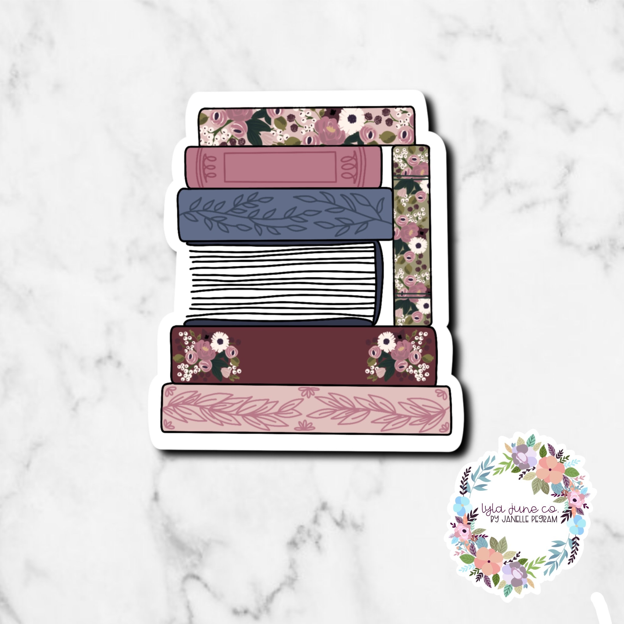 Stacked Books Cute Aesthetic Vinyl Sticker 