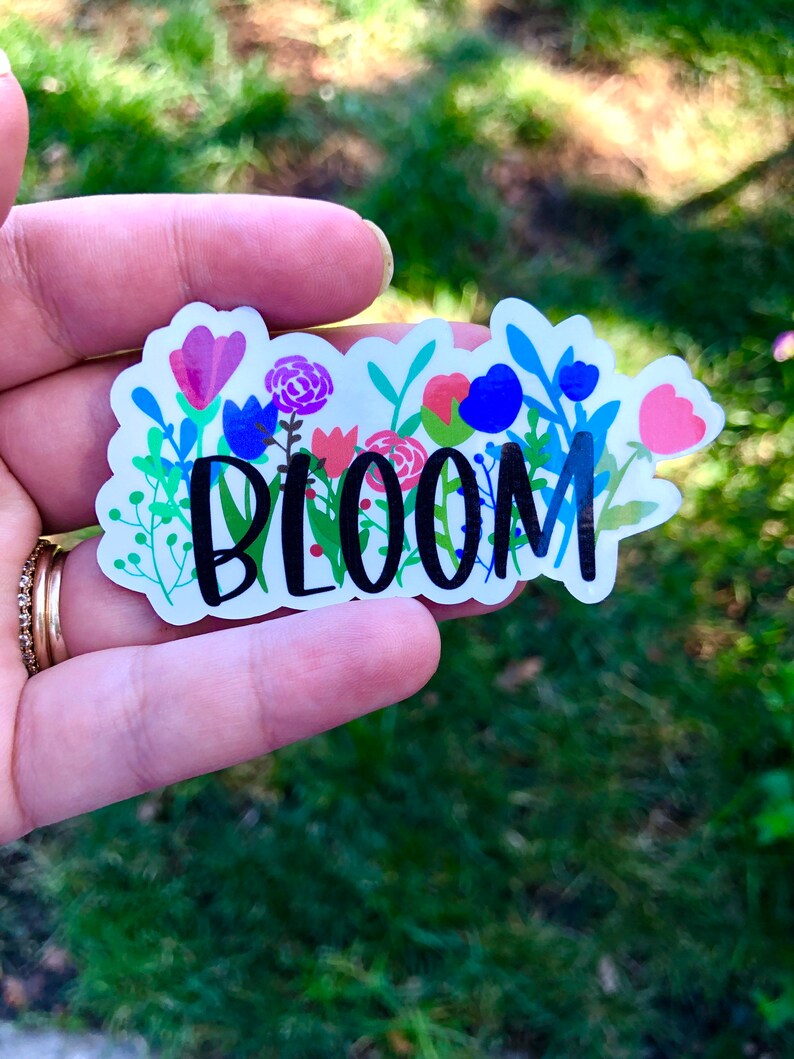Bloom floral vinyl sticker/ flowers/ water bottle sticker/ Etsy