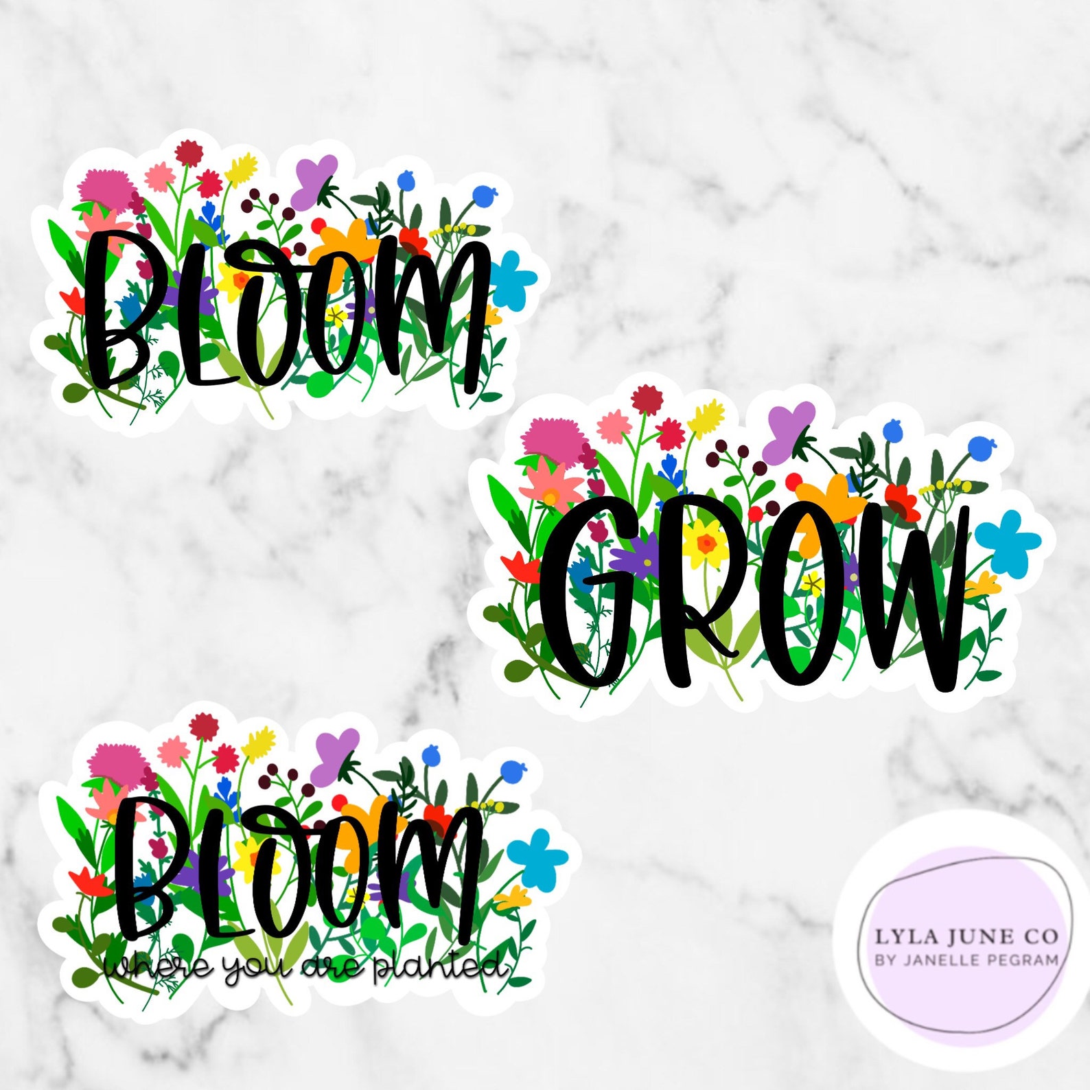 Grow Floral Vinyl Sticker / Bloom Sticker / Bloom Where You Etsy