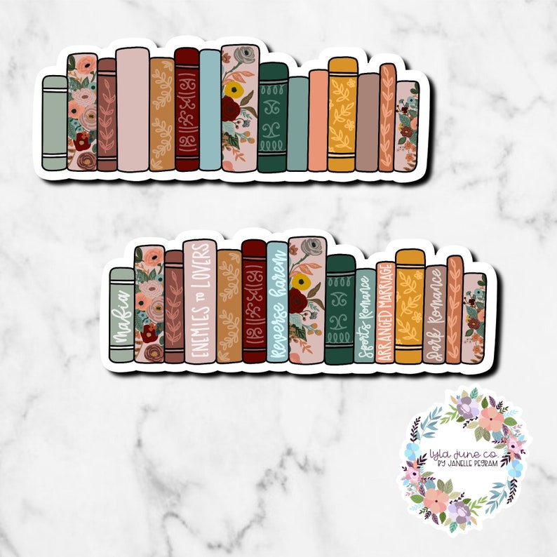 Romance Book Shelf Sticker/ Book Lover Sticker/ Book Stack Etsy