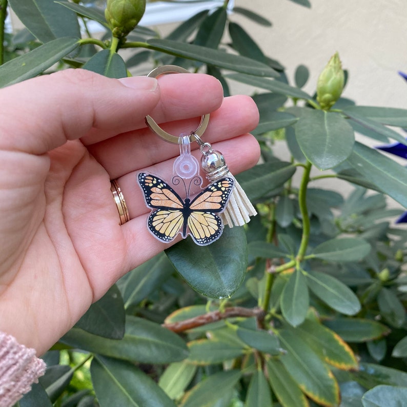 Butterfly Keychain With Tassel / Monarch Doodle Butterfly / Etsy