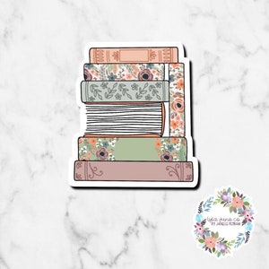 Boho Rom Com Book stack sticker / Book lover / reader trope / book obsessed / bookish / booktok/ water bottle laptop fridge sticker