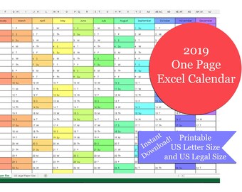 yearly calendar etsy yearly calendar 2019
