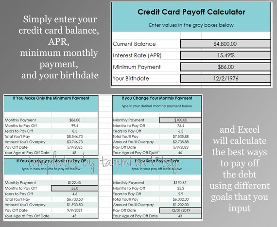easy excel credit card payoff calculator debt calculator payoff calculator excel template budget planner excel credit card payoff