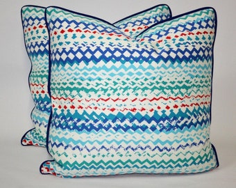 Contemporary Multi-Colored Geometric Stripes Pillow COVERS - Pair