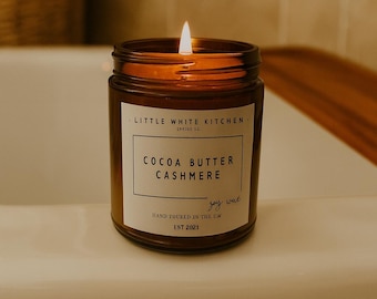 Cocoa Butter Cashmere Soy Candle | Wooden Wick, Amber Jar