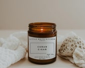 Cuban Cigar Soy Wax Candle Amber Glass Jar Christmas Candle Holiday Candle Winter Candle Office Candle Gift Wood Wick
