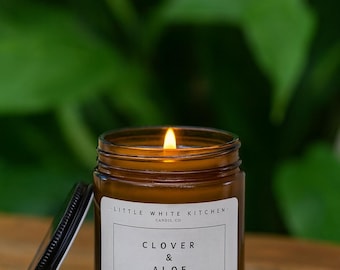 Clover and Aloe Soy Wax Candle | Woodwick, Amber Glass Jar
