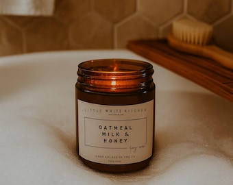 Oatmeal Milk and Honey Candle | Woodwick Soy Wax, Amber Jar
