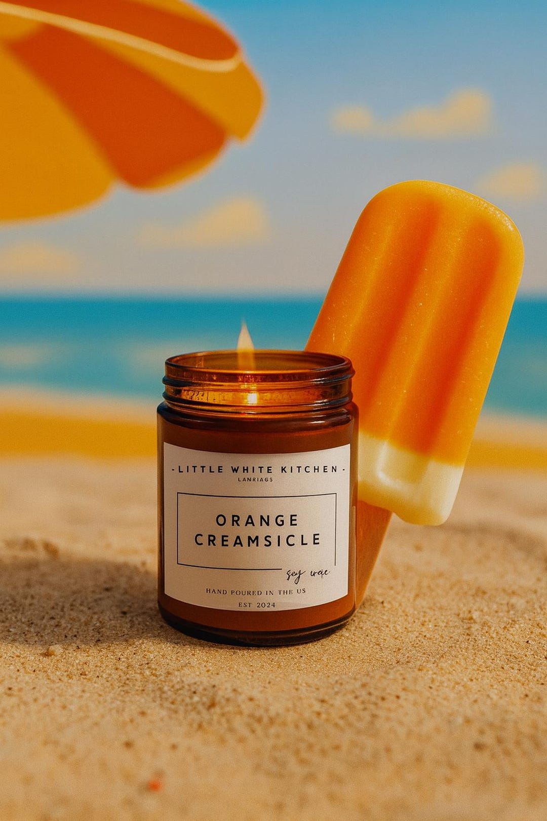 Orange Creamsicle soy wax candle or wax melt, wood wick candle with highly fragrant scent