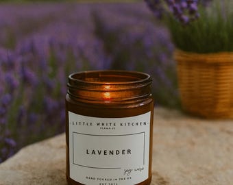 Lavender Soy Candle, Wood Wick, Calming Scent