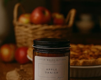 Apple Danish Scented Soy Candle, Wooden Wick or Wax Melts