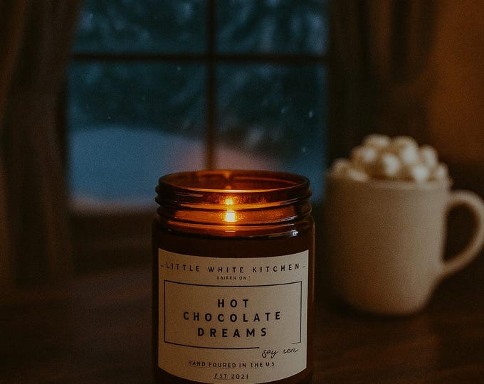 Hot Chocolate Dreams Scented Soy Candle, Wood Wick