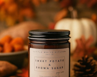 Sweet Potato & Brown Sugar Soy Candle | Amber Jar, Woodwick
