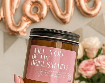 Bridesmaid Proposal Soy Candle | Pink Sugar Scent, Wooden Wick
