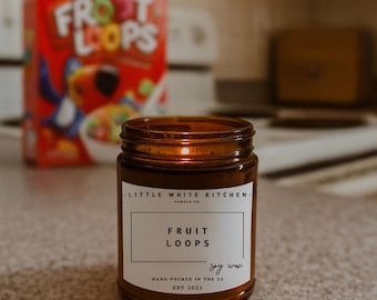 Fruit Loops Scented Soy Candle | Wooden Wick, Nostalgic Cereal Scent