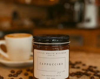 Cappuccino Scented Soy Wax Candle | Wood Wick, Amber Jar