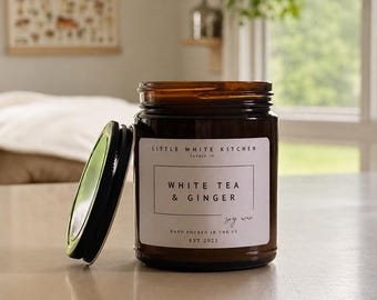 Aromatherapy Candle - White Tea & Ginger Candle - Home Decor - Hand Poured Soy Candle - Natural Candle - Housewarming Gift - wax melts - Soy