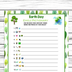 Earth Day Emoji Game, Emoji Pictionary, Party Game, Emoji Game, For Adults Kids, Party Printable Virtual Game, Classroom, Instant