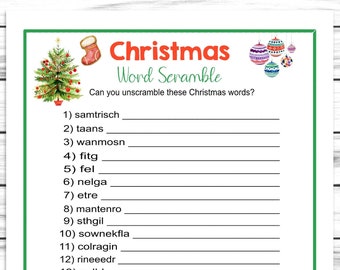 Christmas Word Scramble Game, Printable Or Virtual Holiday Party Game For Kids & Adults, Classroom Office Party Activity, Xmas Jumble