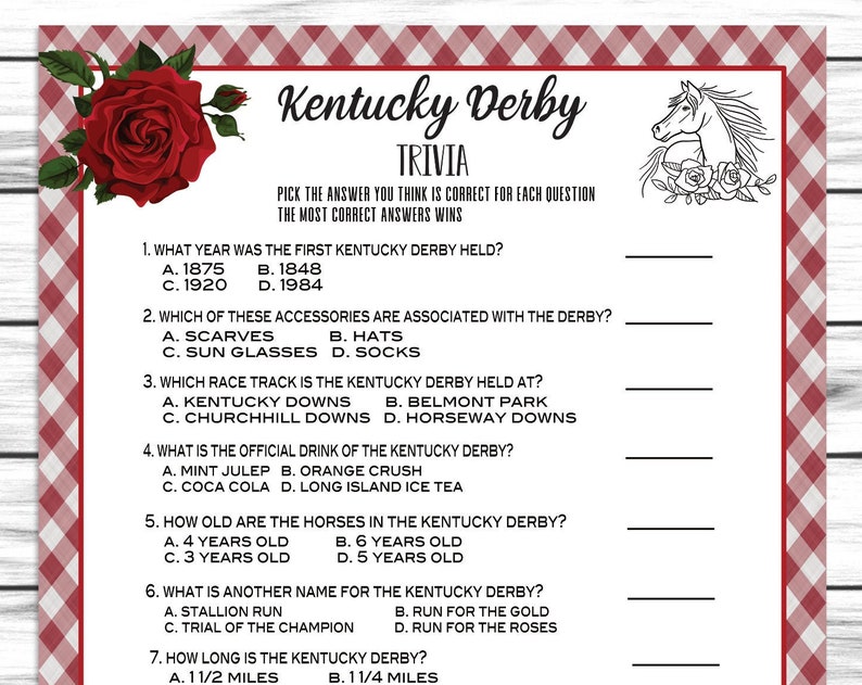 Kentucky Derby Party Game THINK FAST the Most Exciting 