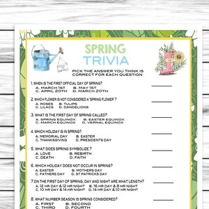 Spring Trivia Game, Spring Party Game, Trivia Game, For Adults Kids, Easter Party Printable Virtual Game, Family Reunion, Instant