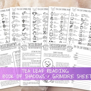 Tea Leaf Reading Book Of Shadows Pages, Tasseography Reference Guide, Basic Witchcraft Grimoire Printable Pages, How To Read Tea Leaves