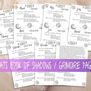 Esbats Book Of Shadows Pages,Witch Reference Pages, Basic Witchcraft Grimoire Printable Pages, Witchcraft Esbats Full Moons Wheel Of Year