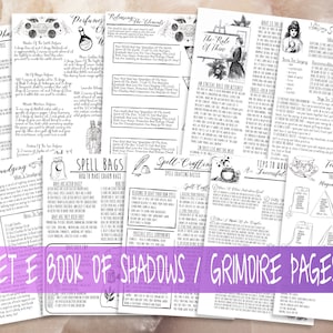 Witchcraft Printable Basic Book Of Shadows Pages, Grimoire Pages, Moon Phases, Scrying, Smudging, Spells, Tea Magic, Witch Supplies, Set E