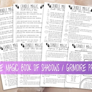 Candle Magic Book Of Shadows Pages, Witch Supplies Tools Reference Page, Basic Witchcraft Grimoire Printable Pages, How To Use Candles