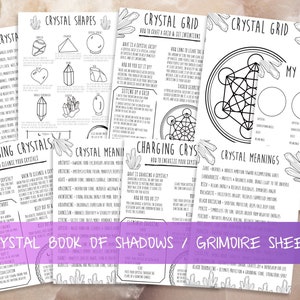Crystals Book Of Shadows Pages, Witch Tools Reference Page, Basic Witchcraft Grimoire Printable Pages, How To Use Crystals